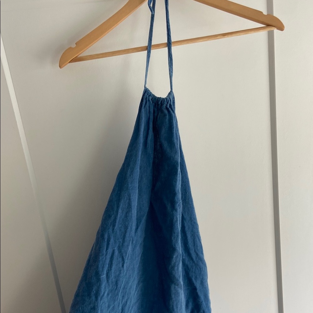 Idunn handmade linen apron Blue Halter Dress